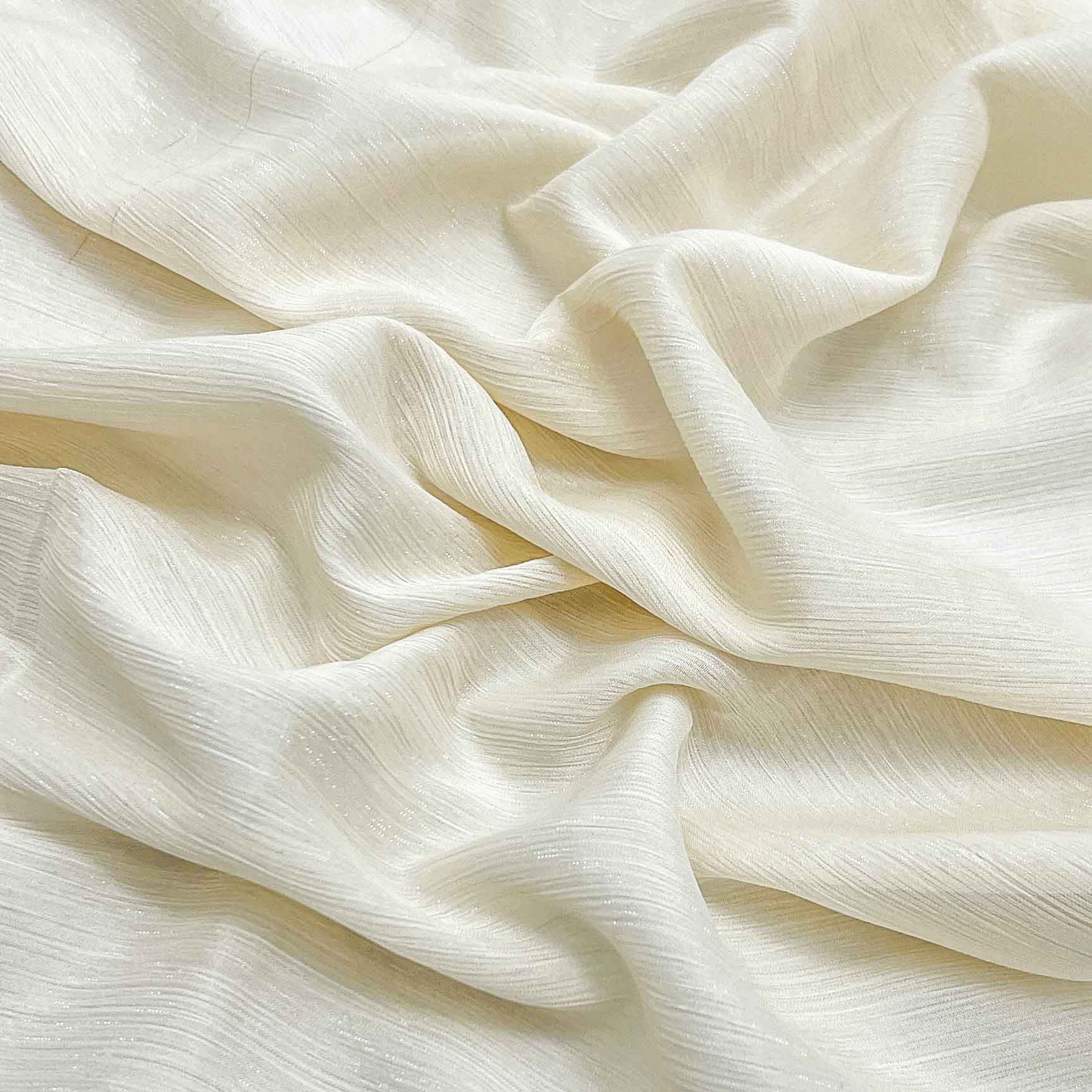 پارچه حریر شاین رنگ کرم یخی 