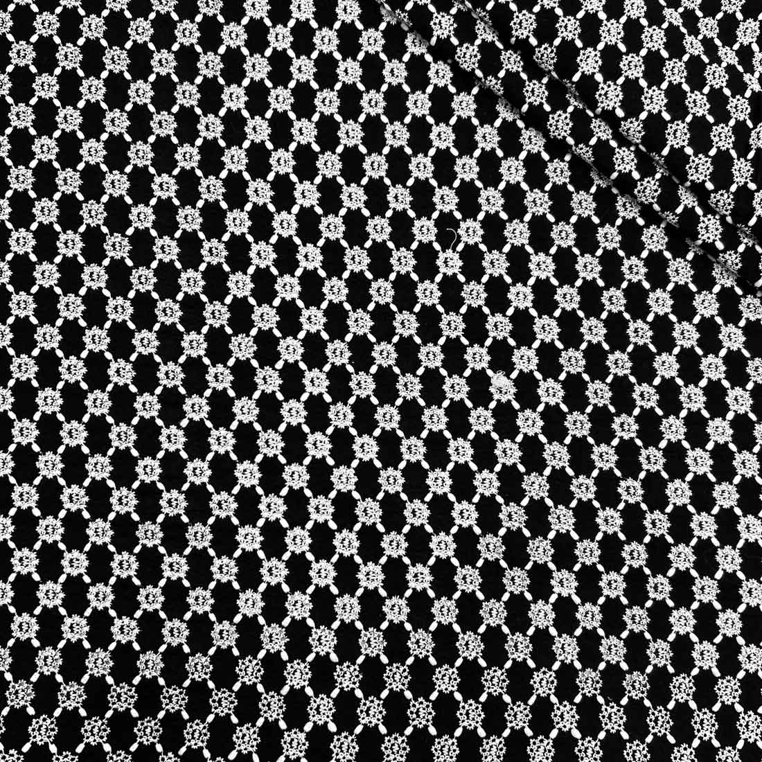 پارچه وال بوندینگ خامه دوزی رنگ سفید مشکی 