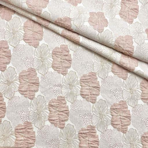 پارچه ژاکارد پفکی 2030 رنگ گلبهی طلایی 