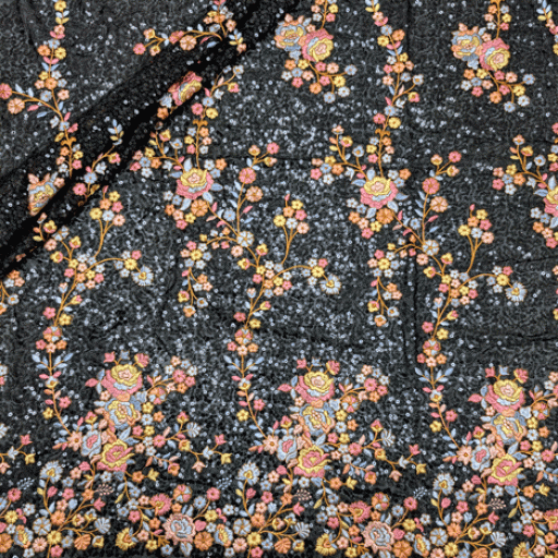 پارچه حریر سوزن دوزی هندی 14 رنگ مشکی 