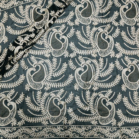 پارچه حریر سوزن دوزی هندی 16 رنگ یشمی 