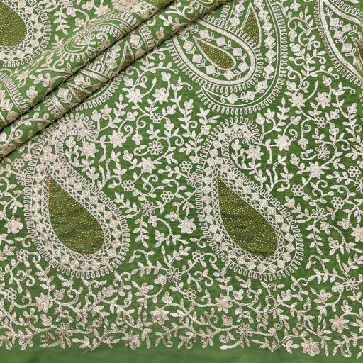 پارچه حریر سوزن دوزی هندی 5 رنگ فسفری 