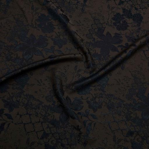 پارچه ژاکارد ابریشم 197 رنگ شکلاتی مشکی 