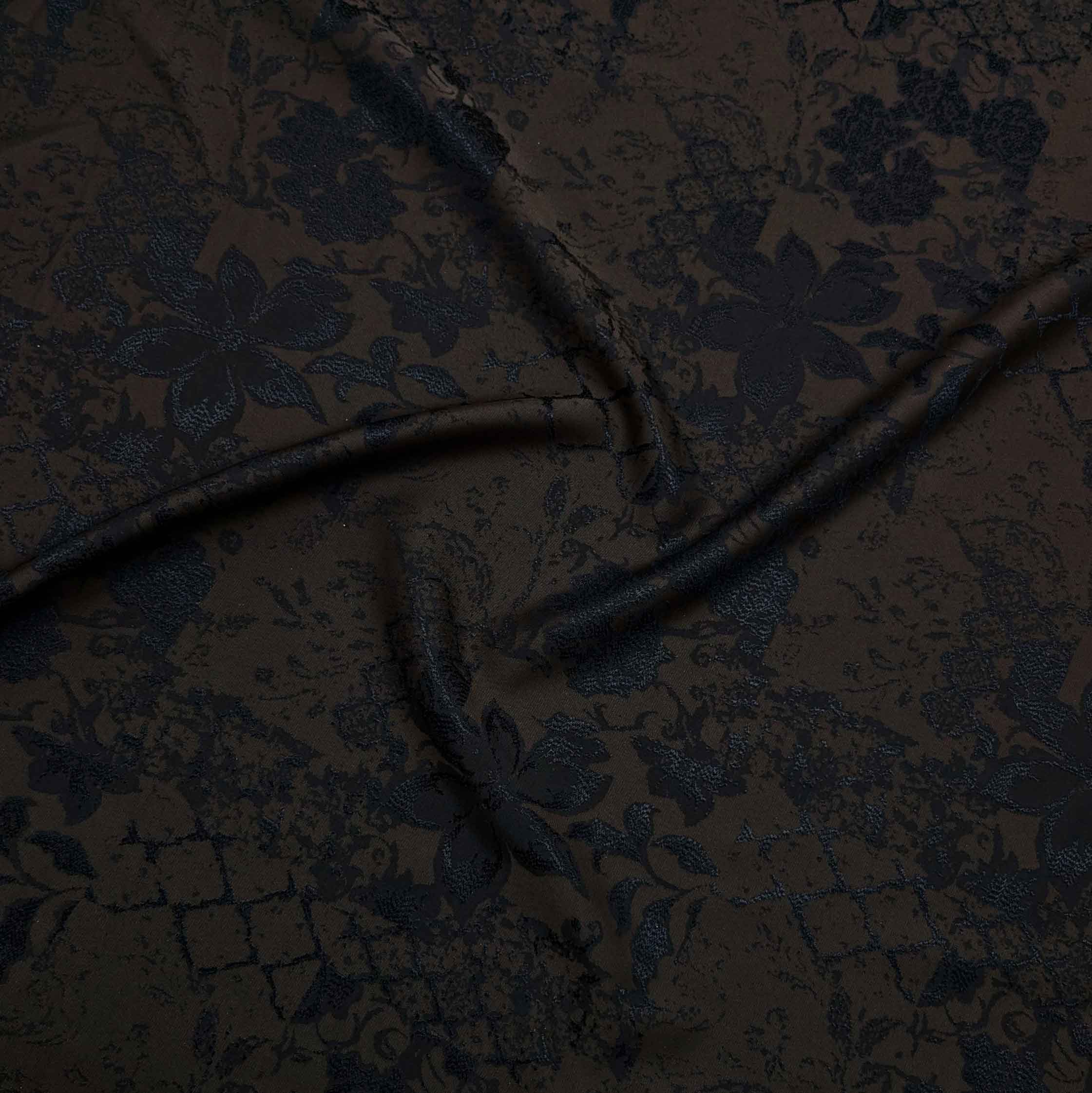 پارچه ژاکارد ابریشم 197 رنگ شکلاتی مشکی 