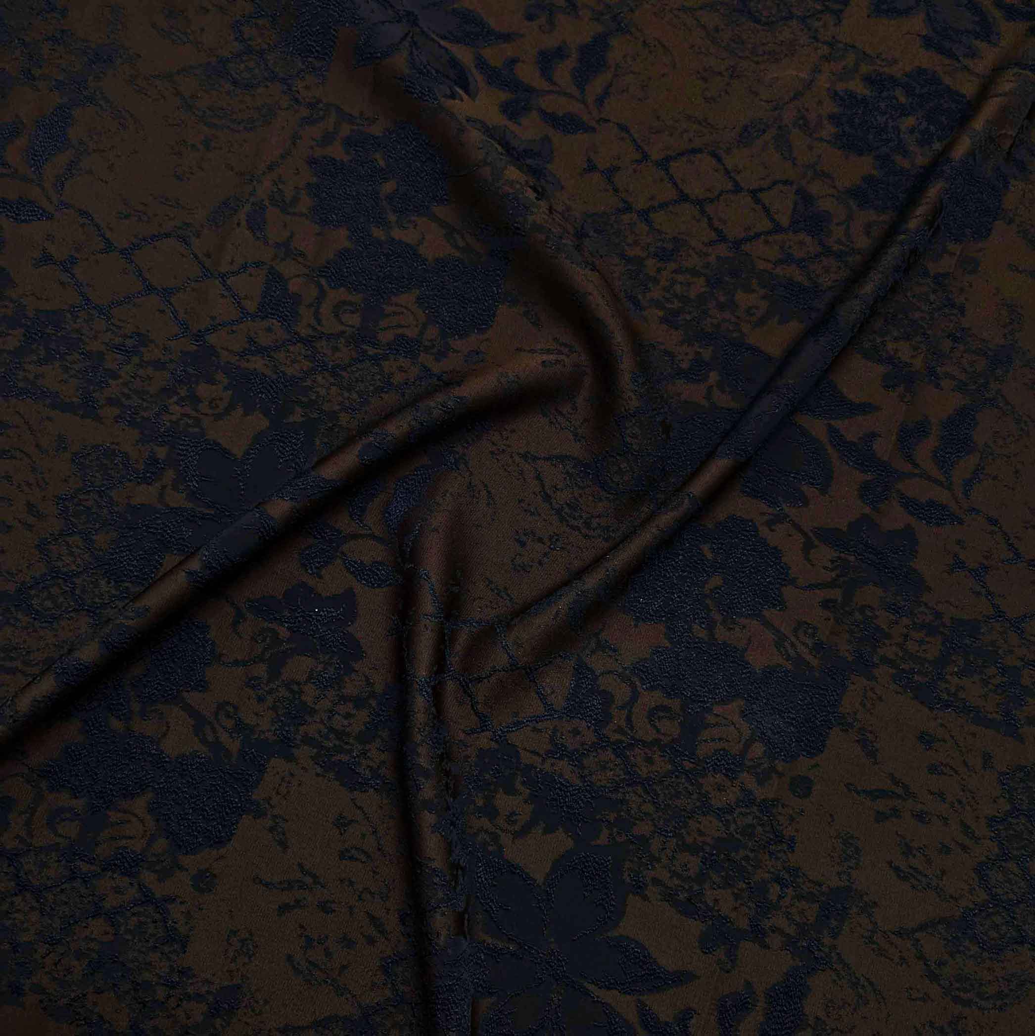 پارچه ژاکارد ویسکوز 197 رنگ شکلاتی مشکی + 
