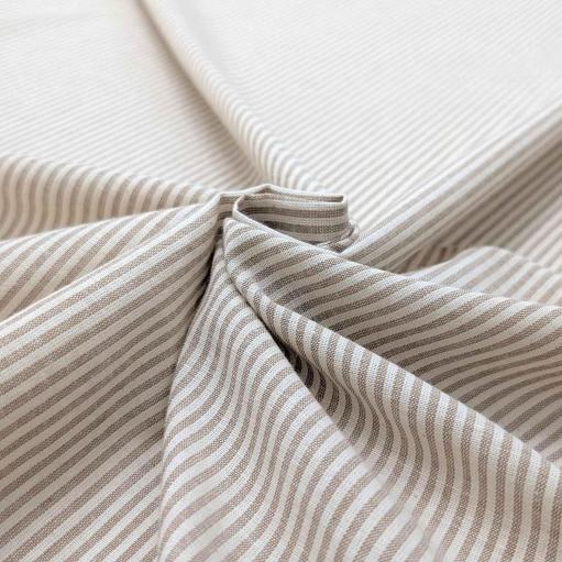 پارچه لینن راه راه ترک رنگ کرم 