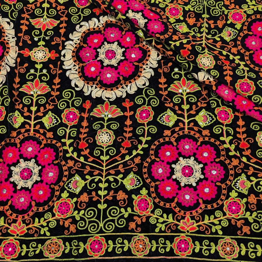پارچه مخمل سوزندوزی هندی رنگ 224-4 