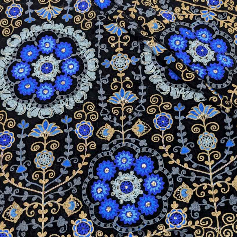 پارچه مخمل سوزندوزی هندی رنگ 224-3 