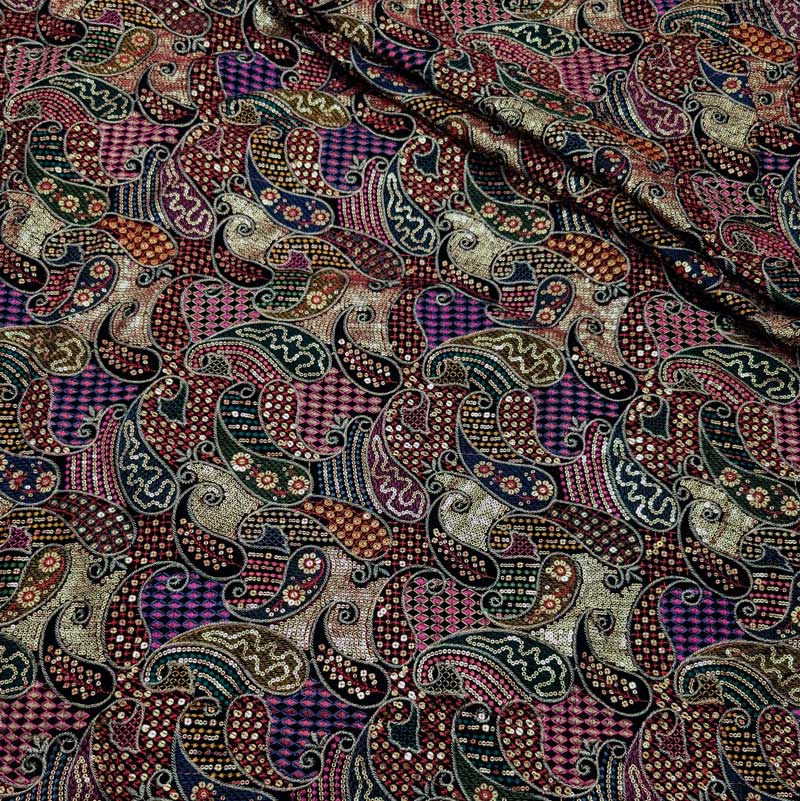 پارچه مخمل سوزندوزی هندی رنگ مشکی 