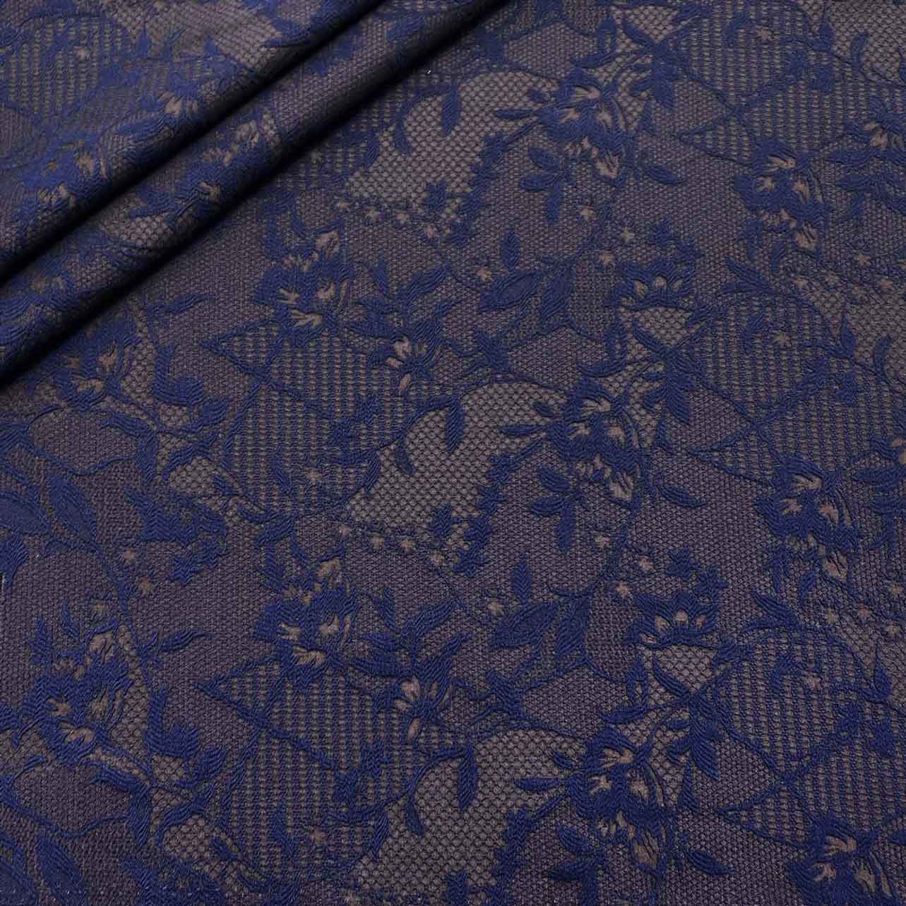پارچه ژاکارد دانتل ترک 249 رنگ سرمه ای شکلاتی 