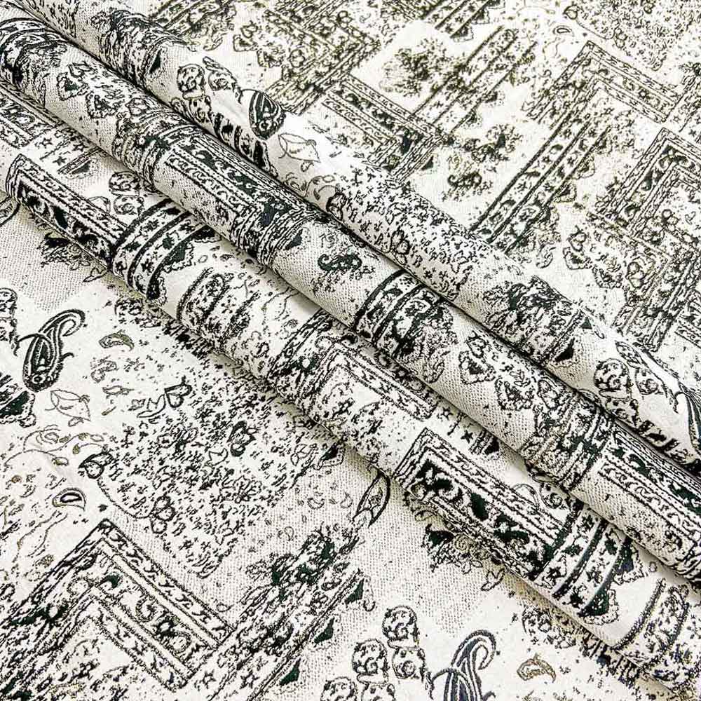 پارچه ژاکارد پنبه لمه 2036 رنگ مشکی طلایی 